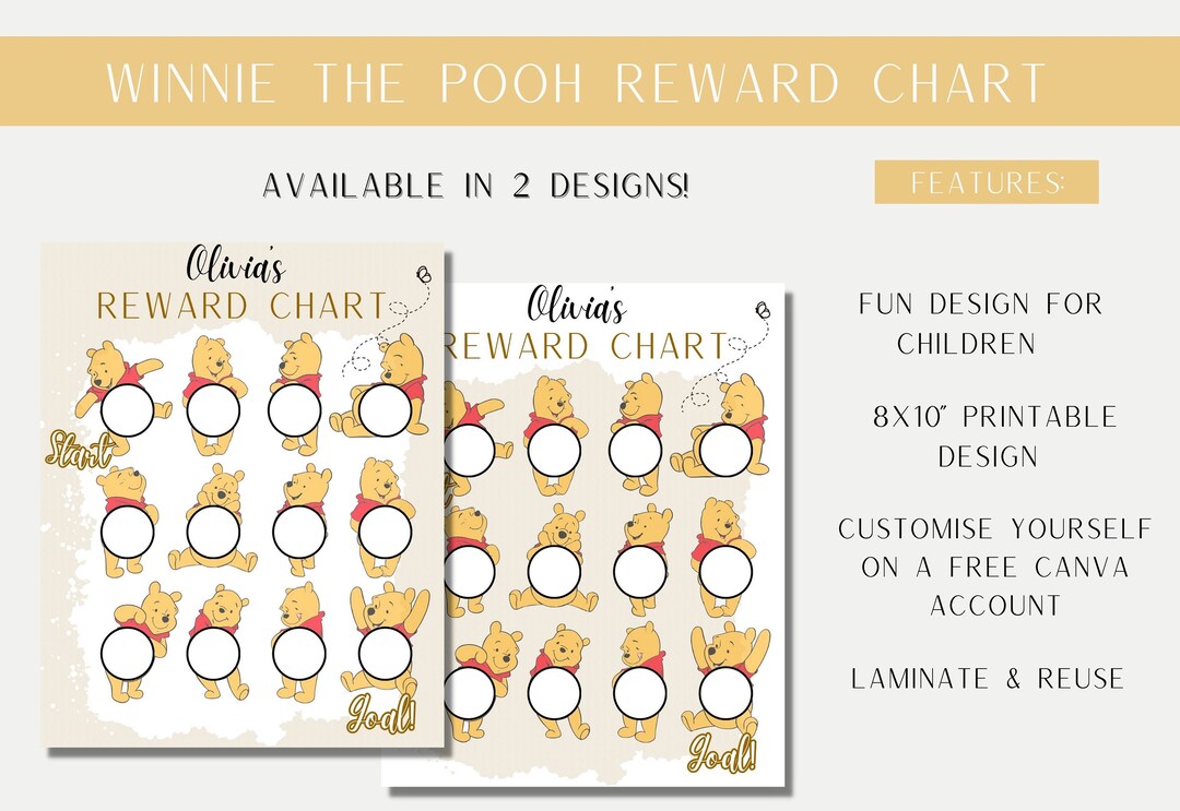 Winnie the Pooh Reward Chart Winnie the Pooh Chore Chart - Etsy