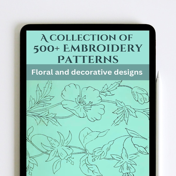 Diseño de patrón de bordado 500, Patrones de bordado a mano PDF, Diseños de bordado floral, Libro de bordado vintage, Descarga instantánea PDF