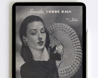 1950s Bag Patterns, Purse Crochet Patterns, Vintage Bags Designs PDF Instruction Digital Download