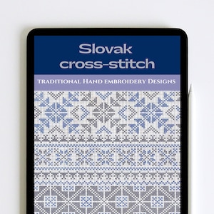 Slovak Cross Stitch Pattern Book, Folk Hand Embroidery Patterns, Traditional Embroidery Designs,  Needlework PDF eBook Instant Download