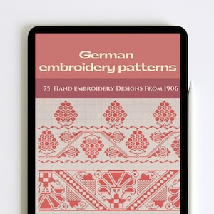 German Embroidery Patterns, Hand Embroidery Designs, Vintage Folk Embroidery, 18 color plates, Embrodery eBook PDF Digital Download