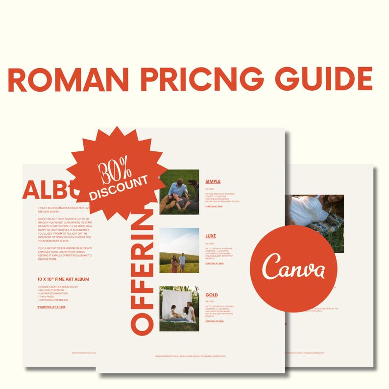 Pricing Guide Template for Photographers, Readytouse Copy Included