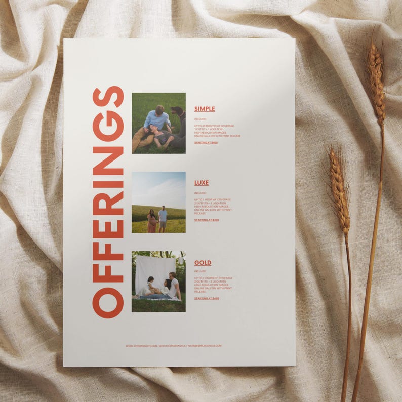 Pricing Guide Template for Photographers, Readytouse Copy Included