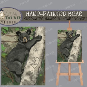 Printable Customizable Hand Painted Bear - great for Canvas Print