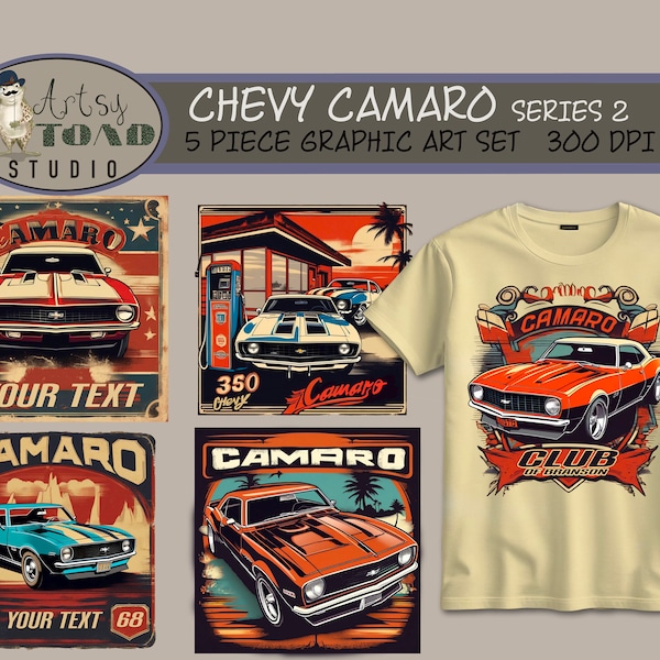 Chevy Camaro Graphics - 5 High Quality - Full Color Graphics - Shirt Designs