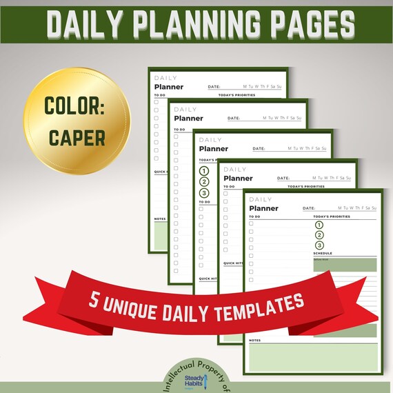DAILY PLAN 5 VERSIONS caper Color Planners Printables Etsy