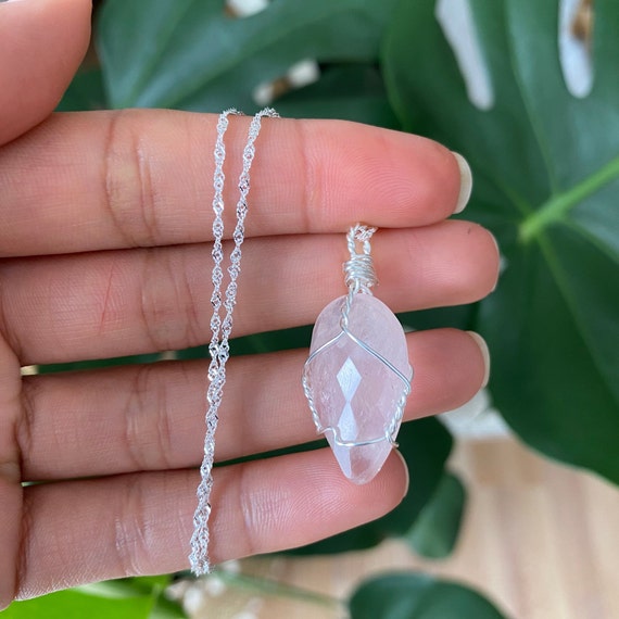 Wire-wrapped Rose Quartz Necklace for 