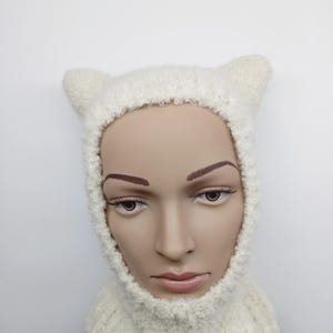 Hand-Knit Alpaca Bear Balaclava: Kids Hooded Scarf & Hat Set