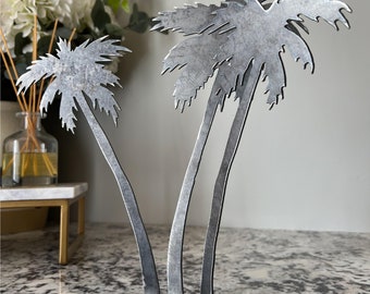 Metal Palm Trees / Coastal Home Decor/ Freestanding Metal Palm Trees / Beach Decor/ Metal Art / Metal Sign