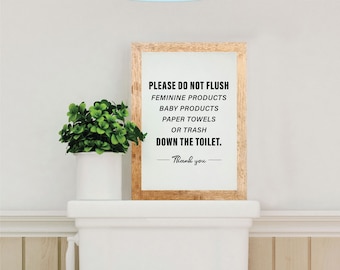 Do Not Flush Sign / Toilet Sign / Wood Frame Sign / Public Restroom Decor / Restroom Sign / Custom Sign for Restroom