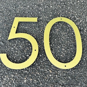 Gold House Numbers / Metal Address Numbers / Modern House Numbers / Address Sign / Brushed Gold Numbers / 6&quot; House Number