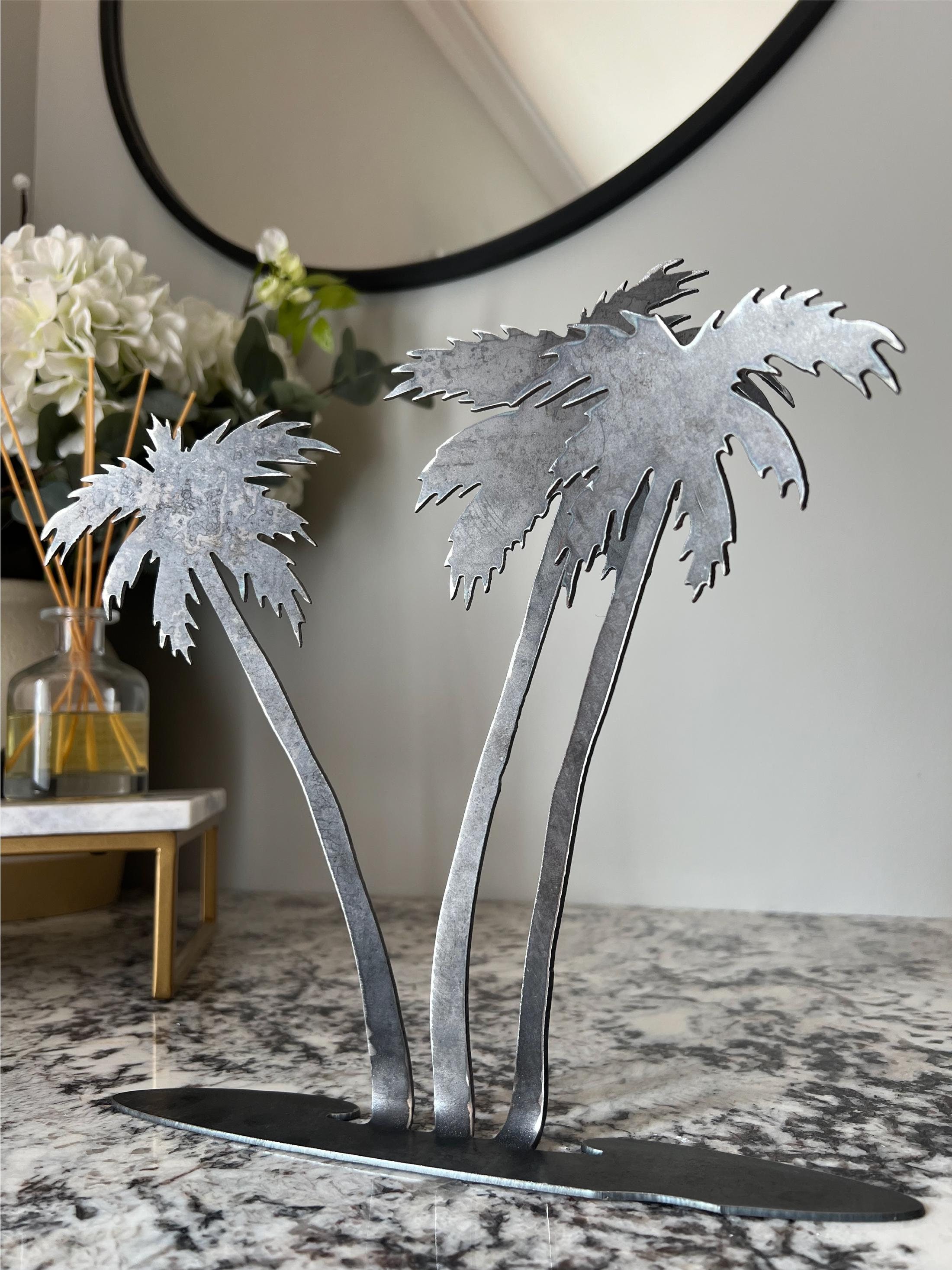 Metal Palm Trees / Coastal Home Decor/ Freestanding Metal Palm