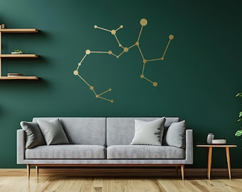 Arte de pared de metal del zodíaco Sagitario: Decoración de líneas astrológicas