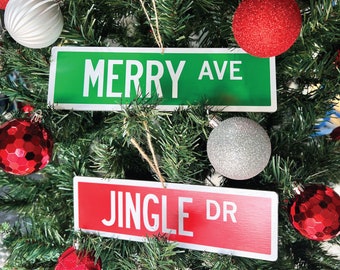 Metal Christmas Ornament / Personalized Ornament / Street Sign Ornament / Holiday Decor / Christmas Decor / Christmas Tree Ornament
