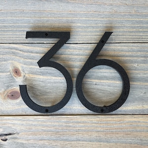 close up, side view of clean modern house numbers.