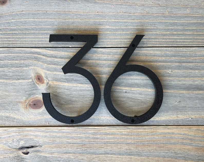 close up, side view of clean modern house numbers.