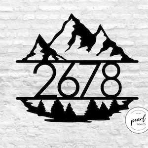 Metal Mountain Address Sign: Custom Cabin Decor
