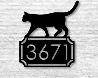 Letrero de dirección / Arte de pared de metal / Arte de gatos / Decoración de pared / Regalo de inauguración de la casa / Letrero de dirección de gato / Letrero de dirección de metal / Regalo para amantes de los gatos