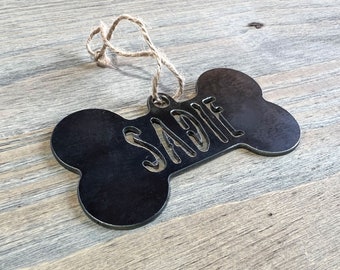 Dog Bone Ornament / Metal Dog Bone / Custom Dog Ornament / Metal Christmas Decor / Metal Holiday Decor / Holiday Decoration / Metal Sign