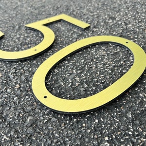 Gold House Numbers / Metal Address Numbers / Modern House Numbers / Address Sign / Brushed Gold Numbers / 8&quot; House Number