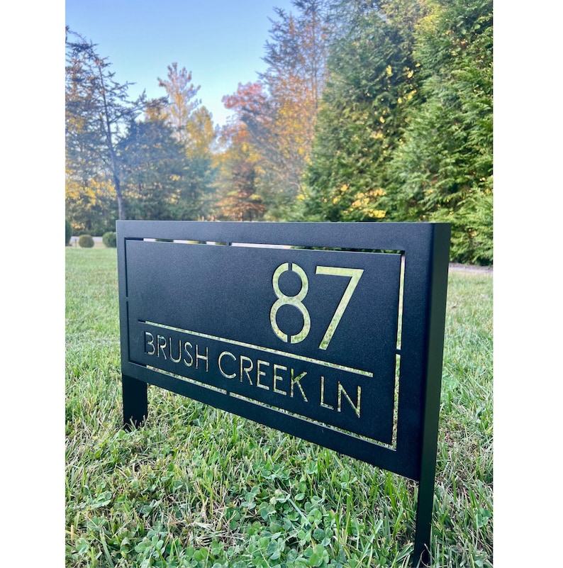 Metal Address Sign for House / Modern Metal Address Plaque / Metal ...