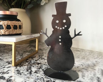 Snowman Decoration / Metal Snowman Decor / Metal Christmas Decorations / Metal Holiday Decor / Freestanding Holiday Decoration / Metal Sign