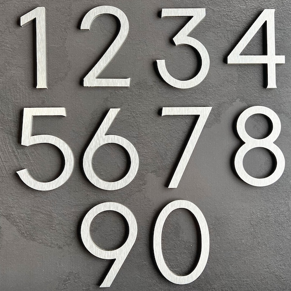 Metal House Numbers / Metal Address Numbers / Modern House Numbers / Address Sign / Brushed Aluminum Numbers / 4" House Number