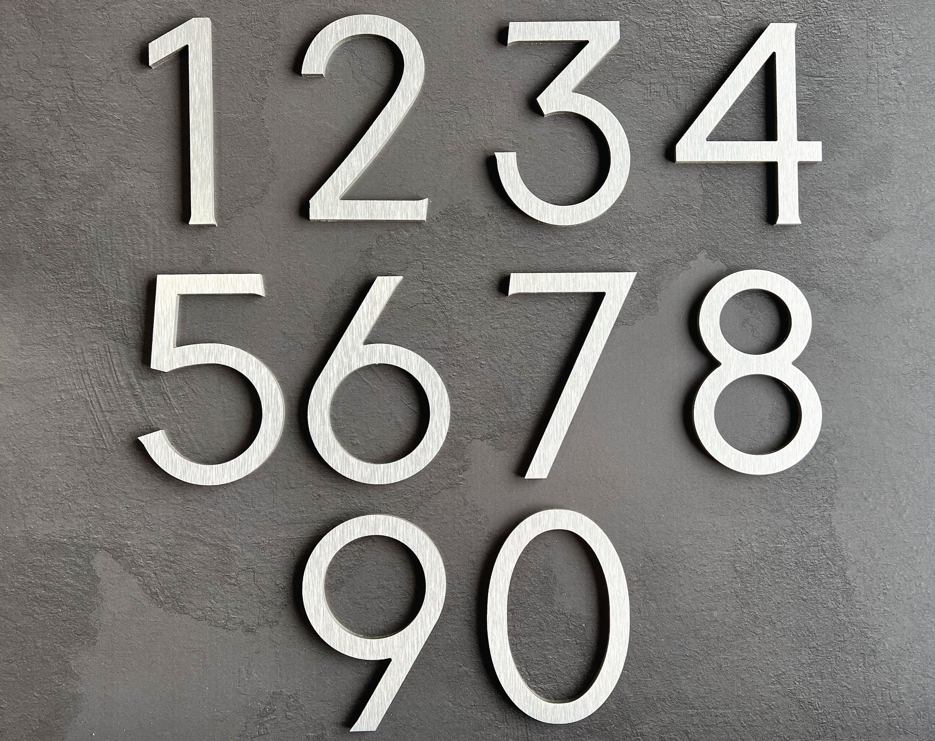 Metal House Numbers / Metal Address Numbers / Modern House Numbers /  Address Sign / Brushed Aluminum Numbers / 4 House Number