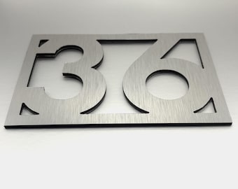 Brushed Aluminum Number Sign: Custom Address Plaque