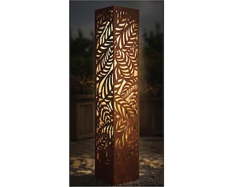 Columna de jardín de metal oxidado / Arte de jardín tropical oxidado / Decoración de jardín / Diseño paisajístico de esculturas rústicas / Muebles y decoración de exterior