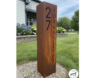 Columna de dirección de metal / Letrero de dirección de metal para casa / Placa de dirección de metal moderna / Letrero de dirección de metal para jardín / Regalo de inauguración de la casa