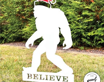 Letrero de Pie Grande para jardín / Letrero de Pie Grande de Papá Noel / Decoración navideña / Pie Grande de metal / Arte de Pie Grande / Arte de jardín de Pie Grande / Decoración de metal para el hogar / Letrero de Yeti