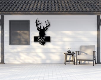 Aangepast adresbord | Metalen adresbord | Metalen bord herten | Wanddecoratie | Huisnummerbord | Gepersonaliseerde metaalkunst | Bordje Buck House