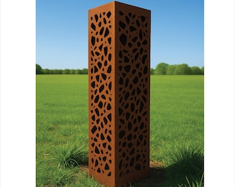 Rusted Metal Garden Column | Rusted Geometric Garden Art | | Garden Decor | Rustic Sculpture Landscape Design | Outdoor Furniture and Decor