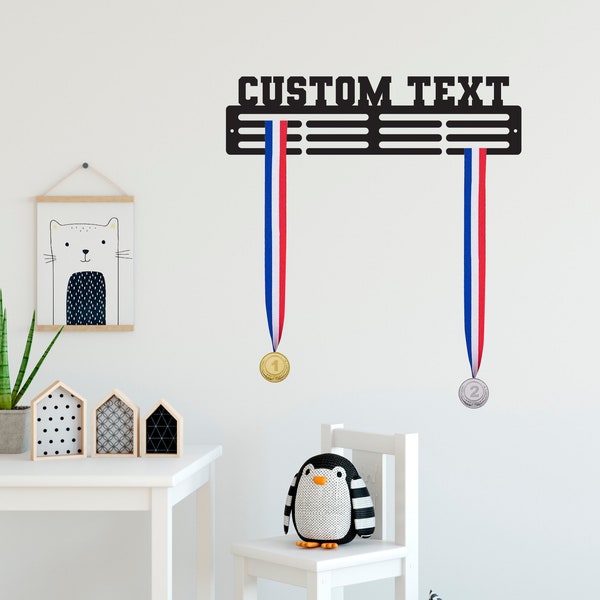 Custom Name Medal Hanger Medal Holder Custom Text, Color Medal Rack 12 Rungs for Medals & Ribbons, Medal Hanger Medal Display Award Display