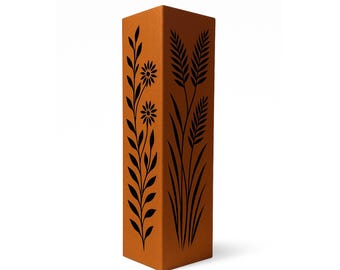 Rusted Metal Garden Column | Rusted Cattail Garden Art | | Garden Decor | Rustic Sculpture Landscape Design | Outdoor Furniture and Decor