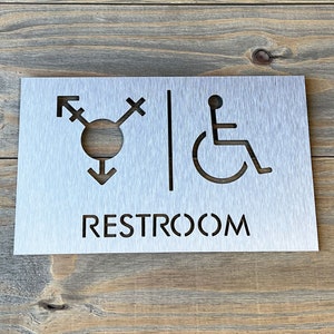 Restroom Sign / Modern Bathroom Sign / All Gender Bathroom / Handicap Accessible / Office Sign / Hotel Restroom Sign / Bathroom Sign