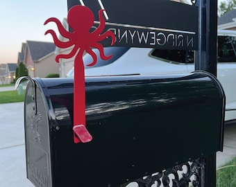 Metal Mailbox Flag / Metal Octopus Art / Octopus Flag / Mailbox Decor / Custom Metal Decor / Metal Home Decor / Farmhouse Decor /  Steel Art