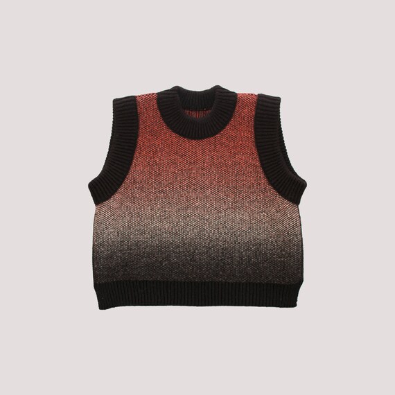 Abstract Reversible Wool Sweater Vest Size UK 8-10 / EU 36-38