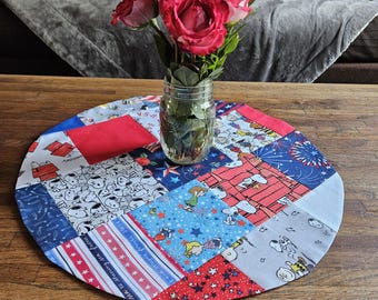 Grandma's Scraps Peanuts Patriotic Table Runner