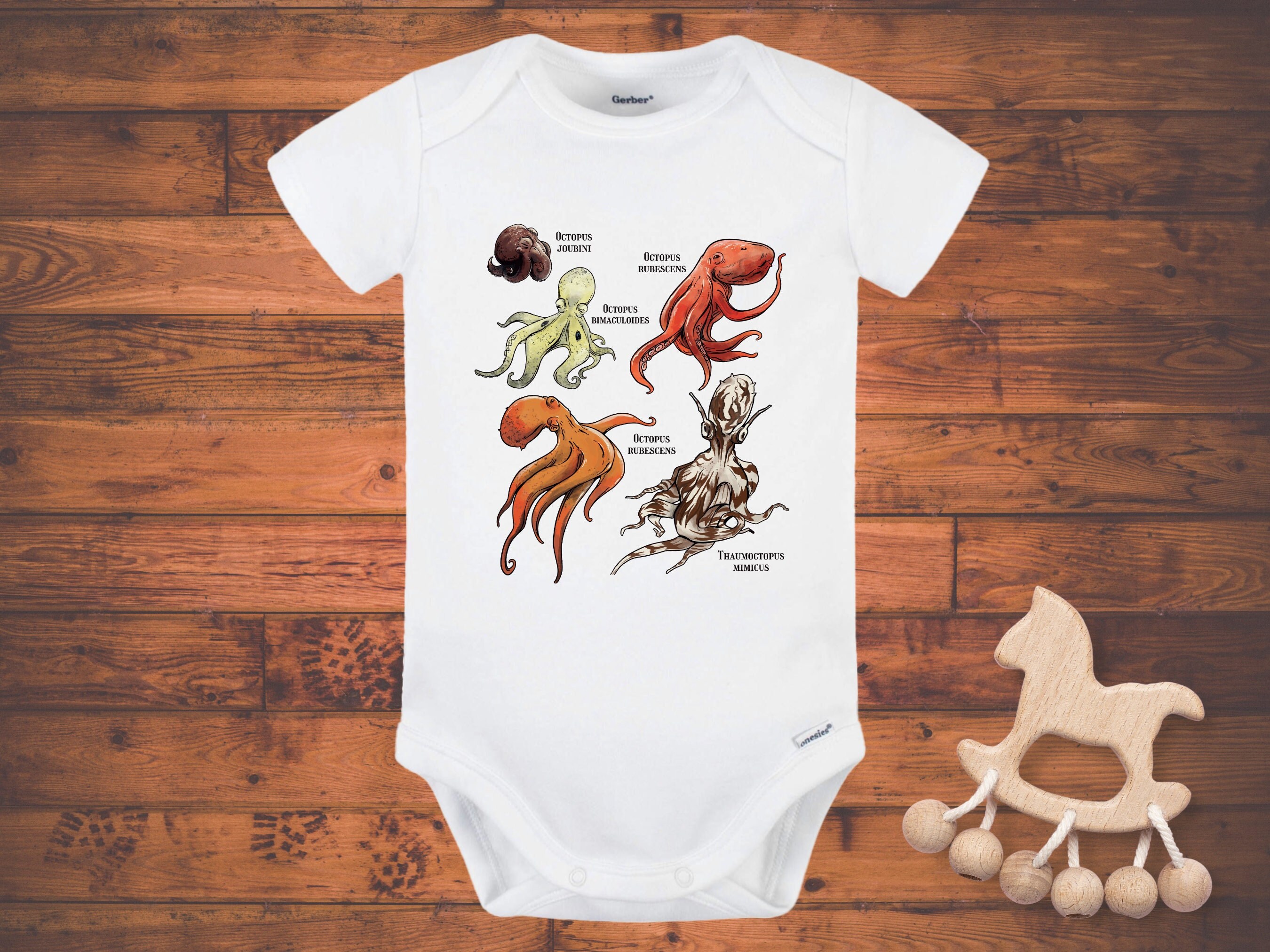 Unique Ocean Theme Baby Onesie Octopus Marine Biology Baby Boy/girl