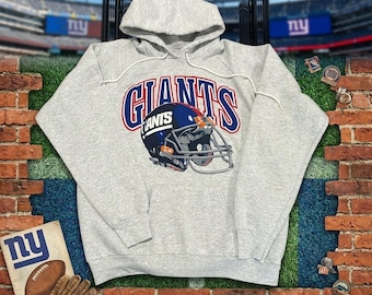 Sudadera con capucha vintage de los New York Giants de los años 90, talla XL, color gris, marca Fruit of the Loom, fabricada en EE. UU.