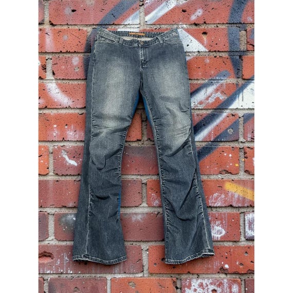 VTG Y2K FRX Future Prescription Ruched Bootcut Jeans 3% Lycra Made