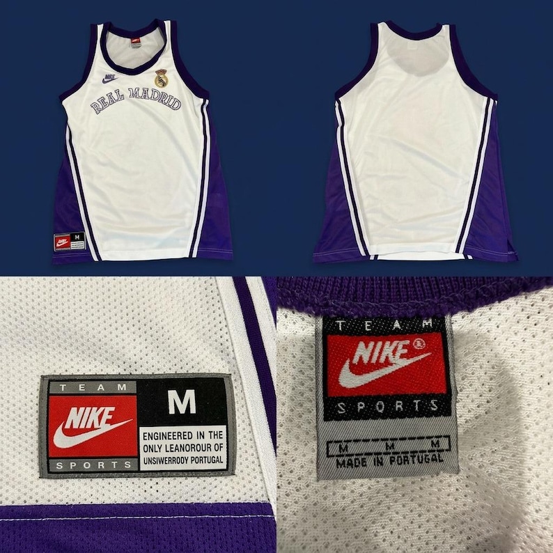 Camiseta sin mangas de baloncesto del Real Madrid de Nike Team Sports vintage para hombre, talla M, color blanco. imagen 1