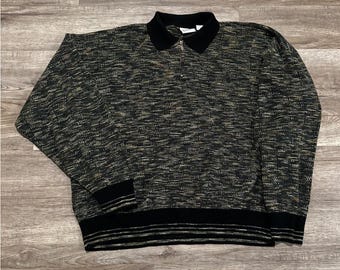 Vintage Maglificio Florence Sweater Men XL 1/4 Zip Texture Italy Wool Blend