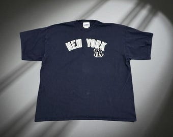 New York Yankees Vintage T Shirt 2003 MLB Baseball Navy Blue Tee Men's 2X