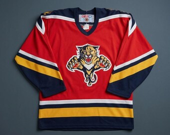 Maglia da hockey vintage anni '90 Florida Panthers CCM per ragazzo taglia L/XL rossa NHL Retro