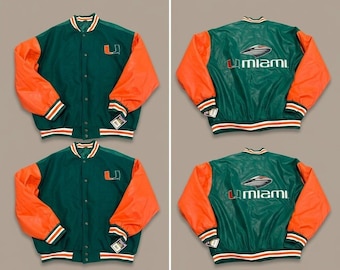 Chaqueta universitaria vintage Steve & Barry's Miami Hurricanes estilo universitario, nueva con etiquetas, talla XL.