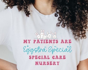 Special Care Nursery Nurse Easter Shirt, Easter tshirt for SCN Crew, Spring gift for NICU nursery team, Well baby Nursery group tee v2