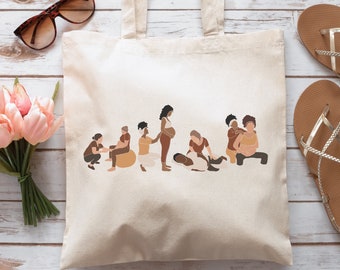 Doula Canvas Tote Bag, Gift for Midwife, Diverse Doula bag, Breastfeeding Educator Reusable bag, Childbirth Educator, Gift for Birth Doula